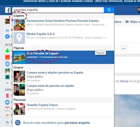 encontrar terreno facebook