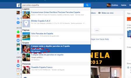 encontrar terreno facebook